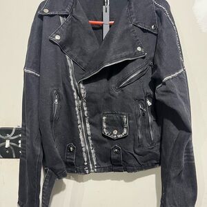 AMIRI Black Denim Biker Jacket
